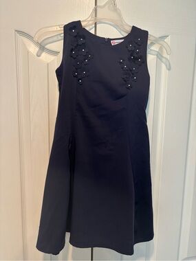 Peppermint Navy Floral Applique Sleeveless Dress